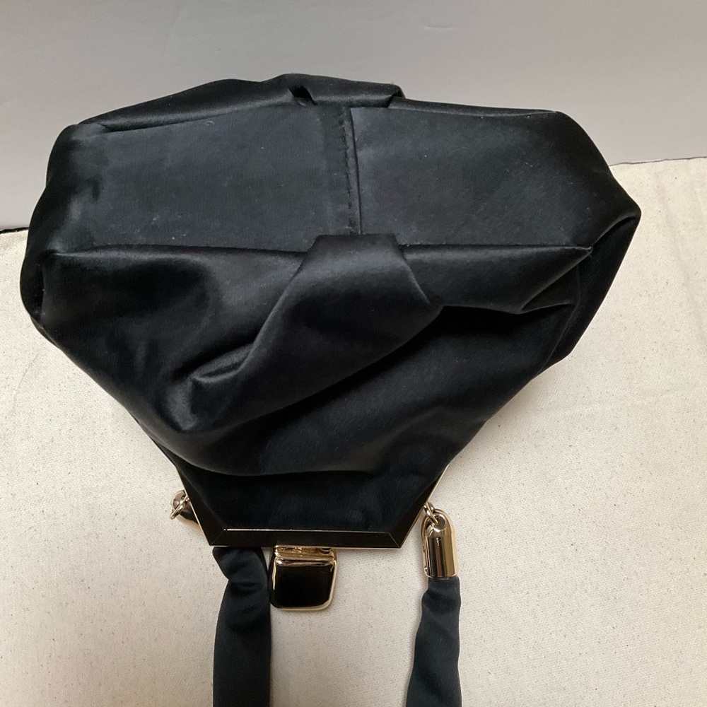 Little Black Pocketbook Purse Evening Bag Acetate Satin Handbag Elegant Clutch - Picture 10 of 12